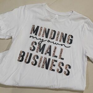 Bella Canvas - Minding My Own Small Business Leopard Print Tshirt - Size Medium